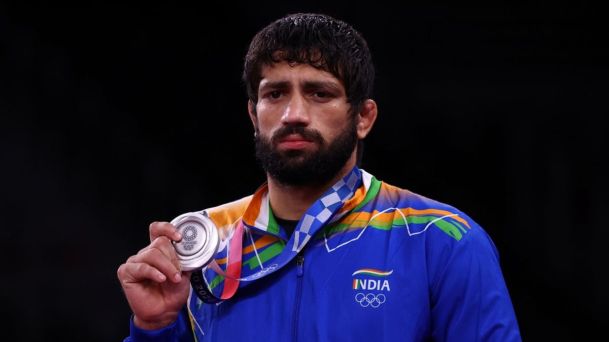 Indian wrestler Ravi Dahiya won the silver medal at his Olympic debut in Tokyo. Credit: Reuters Photo
