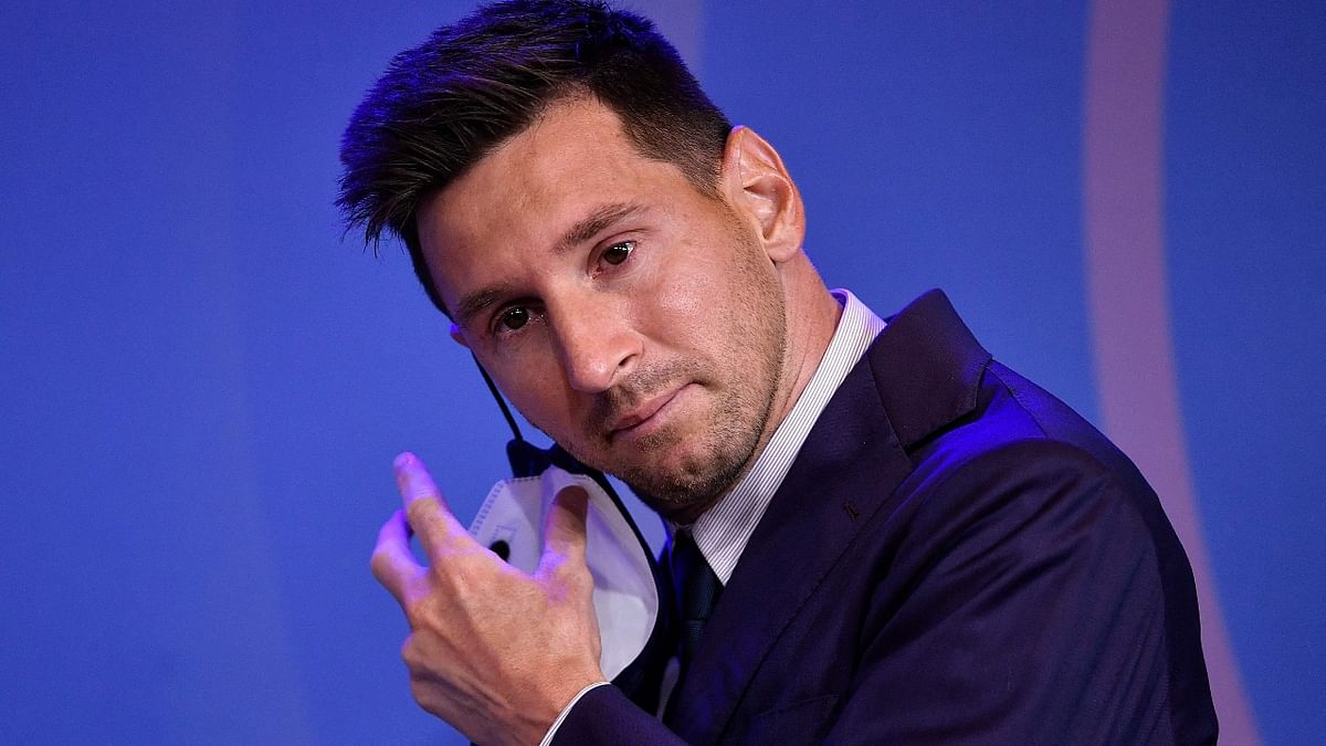 The 34-year-old Argentine's emotional news conference followed Barca's announcement last week that it could no longer afford him after a glittering two decades. Credit: AFP Photo