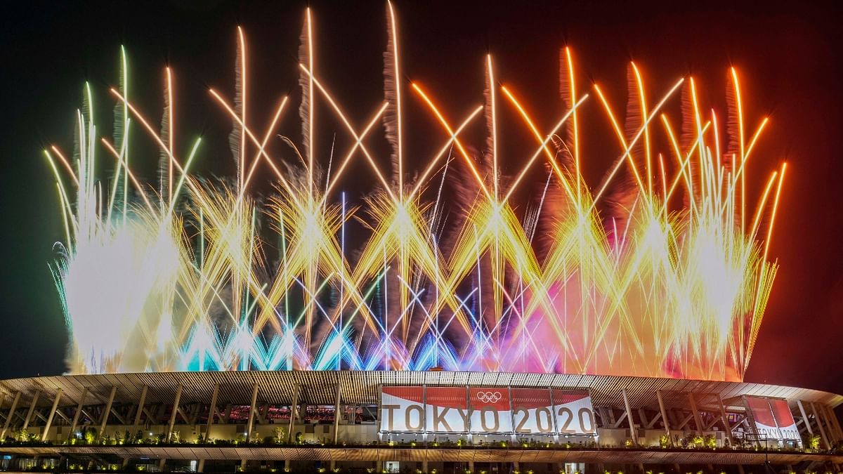 Held amid the unrelenting Covid-19 pandemic, the 32nd Olympic Games began drawing to an end on August 08 with spectacular fireworks marking the closing ceremony that sought to give the message of moving forward. Credit: AP Photo