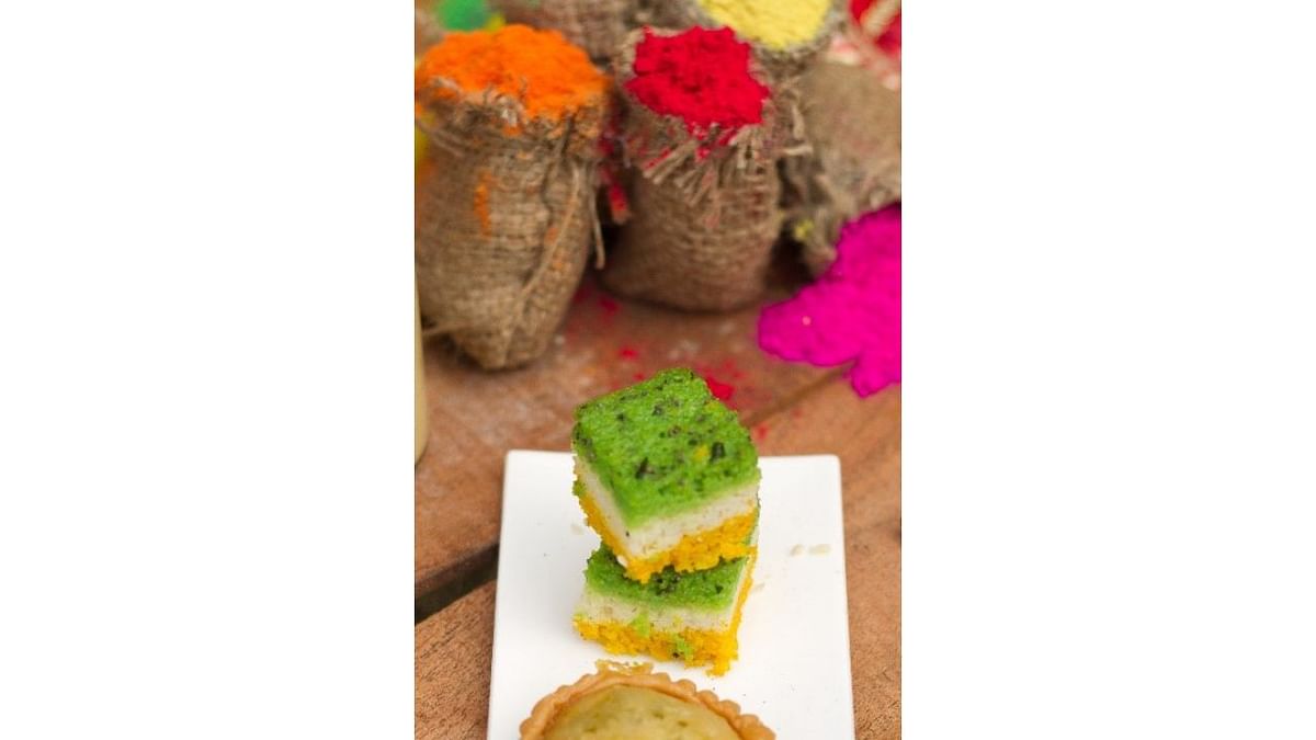 Tiranga Dhokla: An instant snack made using Semolina, Gram flour and Spinach puree. It tastes better with coconut chutney. Credit: Special Arrangement