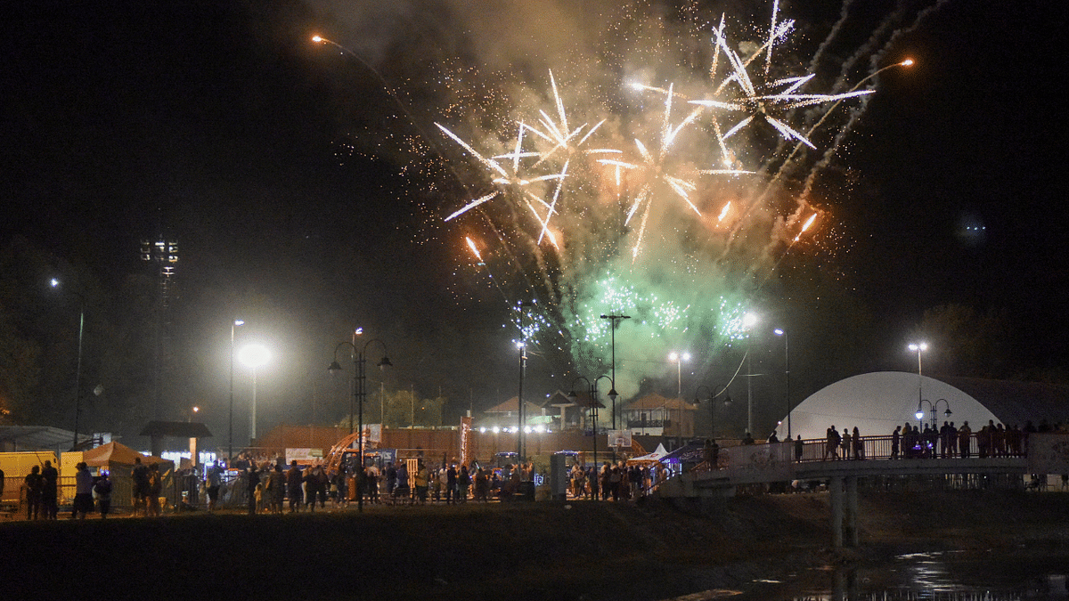 A firework is seen during the annual brass band festival in Guca. Credit: Reuters Photo