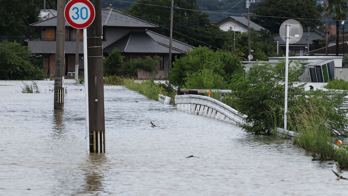 Flooded area after heavy rainfall is pictured in Tosu , Saga Prefecture, western Japan. Credit: Reuters Photo