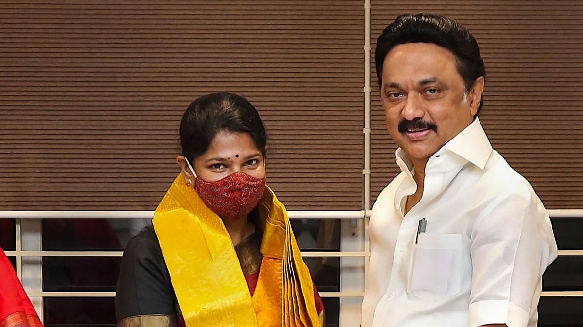 Tamil Nadu CM MK Stalin and DMK MP Kanimozhi are children of late former Tamil Nadu CM M Karunanidhi. On the party front, the duo share no sibling rivalry as Kanimozhi has accepted Stalin as her leader. Credit: PTI File Photo
