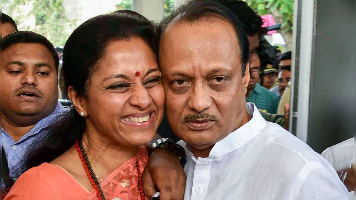 Supriya Sule and Ajit Pawar are cousins and work for the same political party, the Nationalist Congress Party. Their relationship turned sour when Ajit Pawar joined BJP briefly, but everything was fine after he returned to the NCP. Credit: PTI File Photo
