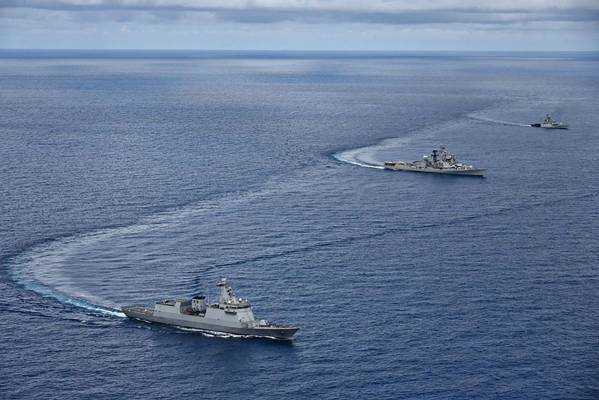 A glimpse of a Maritime Partnership Exercise between Indian and Philippine Navy in the West Philippine Sea. Credit: PTI Photo