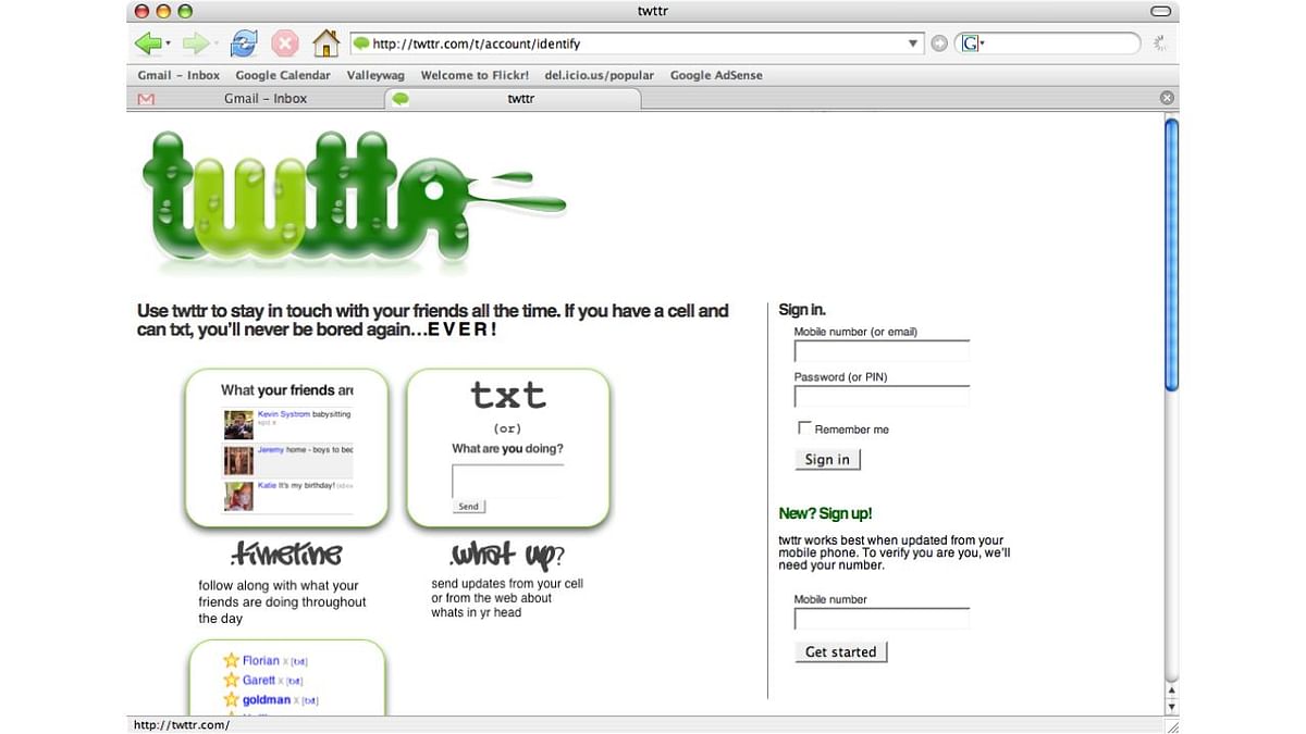 This is how the sign up page of Twitter looked in 2006. Credit: www.internetlivestats.com