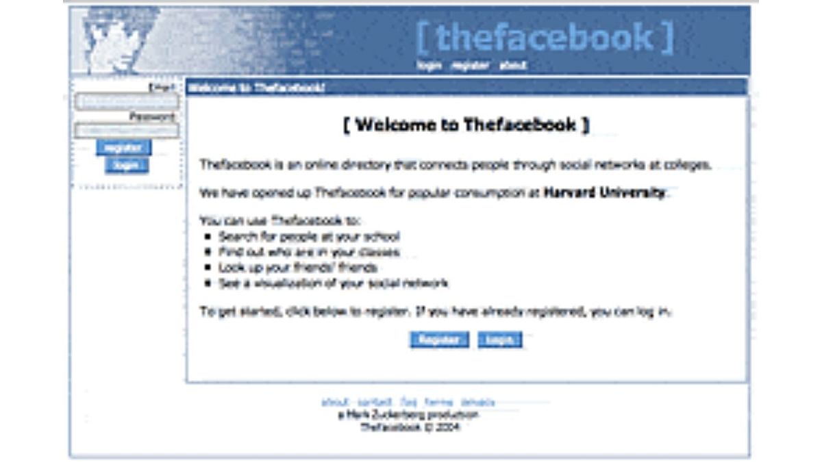 One of the most popular social networks worldwide, Facebook was this simple at its launch in 2004. Credit: www.internetlivestats.com