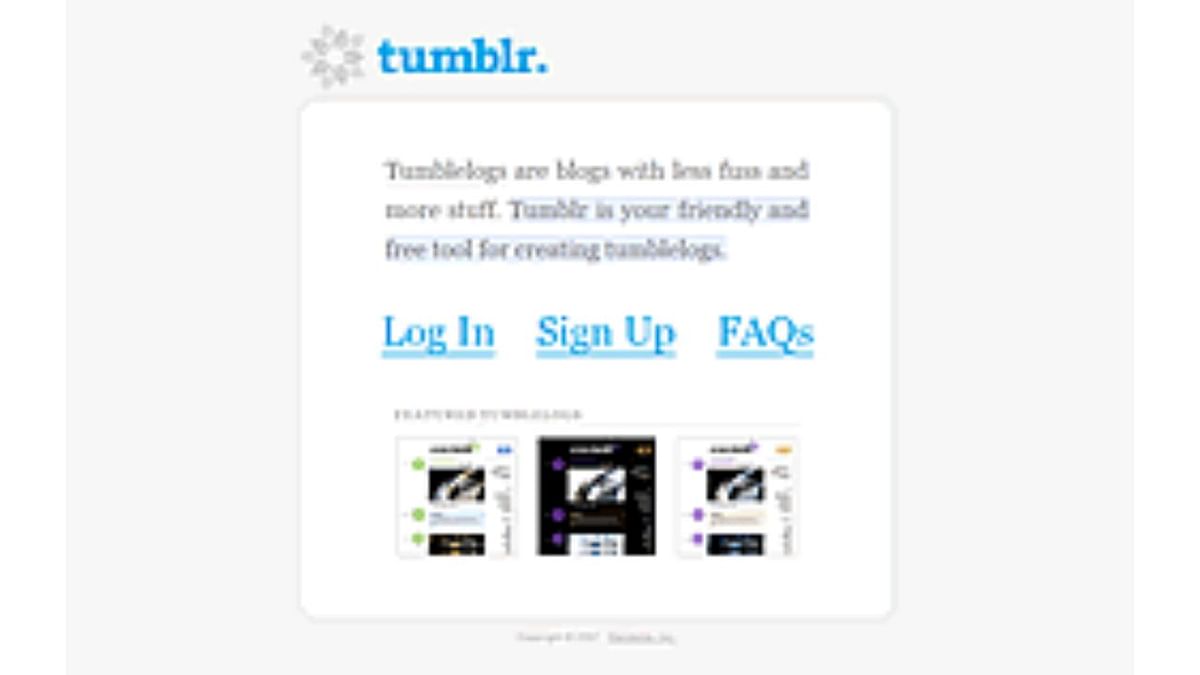 Social networking website Tumblr used to look like this in 2007. Credit: www.internetlivestats.com