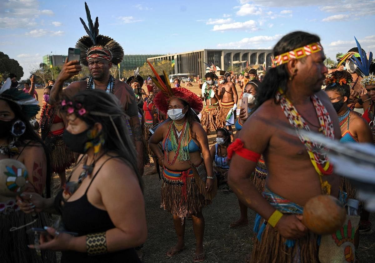 Over 1000 indigenous protestors have converged on Brasilia to take part in a week of protests organised by Articulacao dos Povos Indígenas do Brasil. Credit: AFP Photo