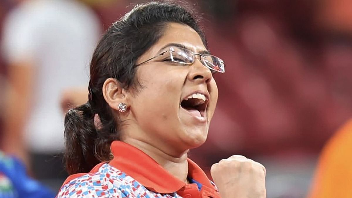 Bhavinaben Patel continued to script history as she became the first Indian to enter the final of a table tennis event in the Paralympics with a hard-fought 3-2 win over China's Miao Zhang in a class 4 semifinal. Credit: PTI Photo