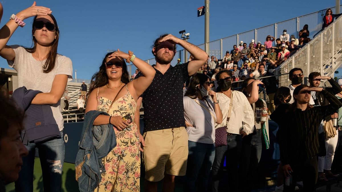 Spectators watch a match at the 2021 US Open Tennis tournament at the USTA Billie Jean King National Tennis Center in New York. Credit: AFP Photo