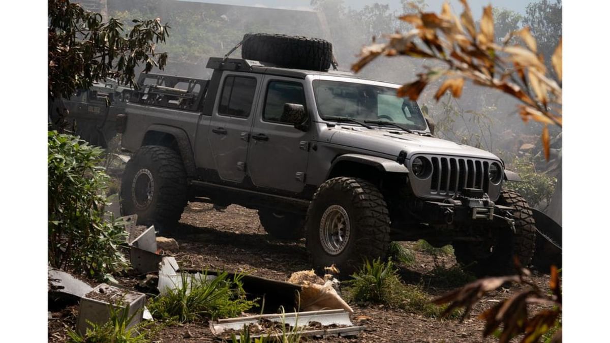 One can see the Jeep Gladiator, a mid-size pickup vehicle, in some epic chase scenes. Credit: Universal Pictures
