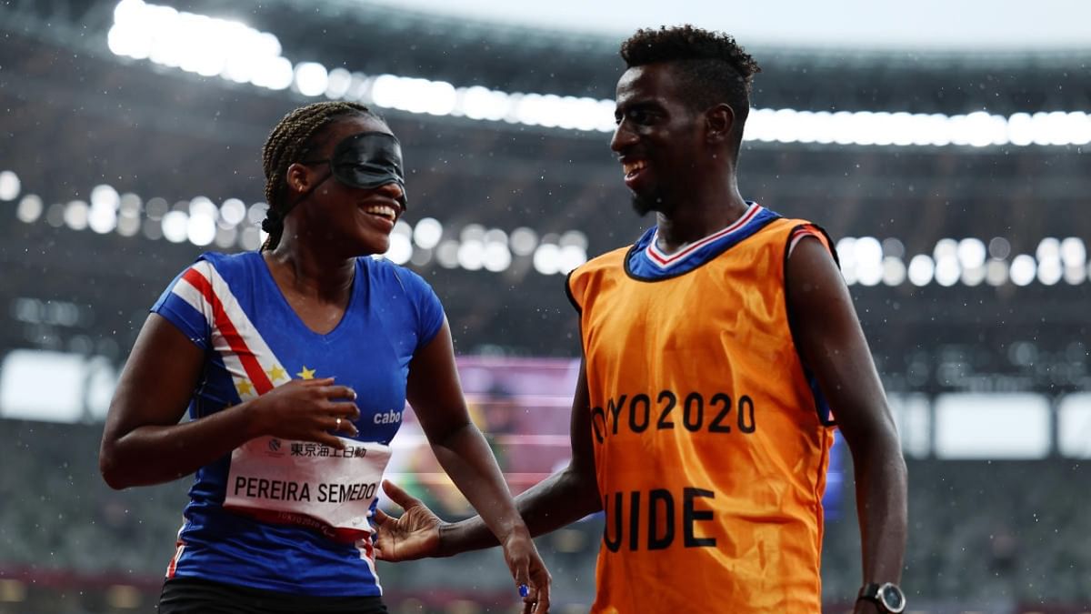 Cape Verde's Keula Nidreia Pereira Semedo failed to qualify for the women's T11 200m semifinals -- but there was a surprise consolation. After the race, her guide runner Manuel Antonio Vaz da Veiga got down on one knee and proposed. Credit: Reuters Photo