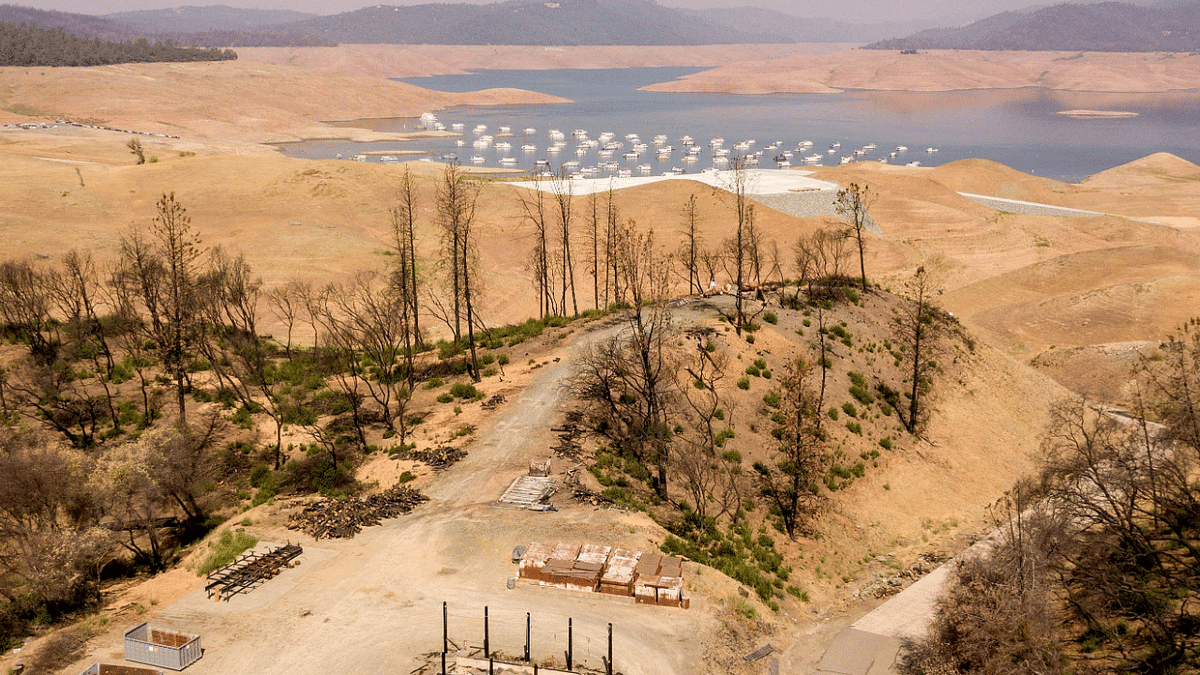 Lake Oroville is currently at 23% of its capacity and is suffering from extreme levels of drought. Much of California in the western US is currently gripped by excessive heat, severe drought and a series of massive wildfires. Credit: AFP Photo