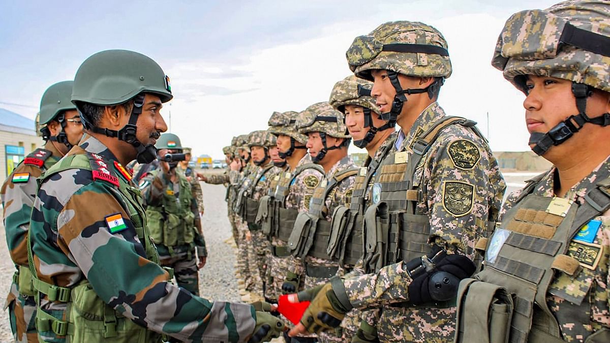 The 5th edition of Indo-Kazakhstan Joint Training Exercise, EXERCISE KAZIND-21 culminated at Training Node Aisha Bibi, Kazakhstan after 12 days of mutual learning. Credit: PTI Photo