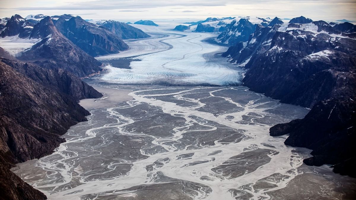 The melting Sermeq glacier, located around 80 km south of Nuuk, is seen, Greenland. Credit: Reuters Photo