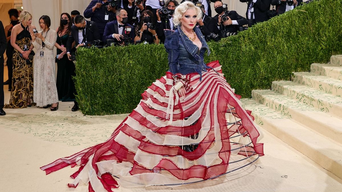 'Blondie' singer Debbie Harry picked a gown inspired by the US. flag. Credit: AFP Photo