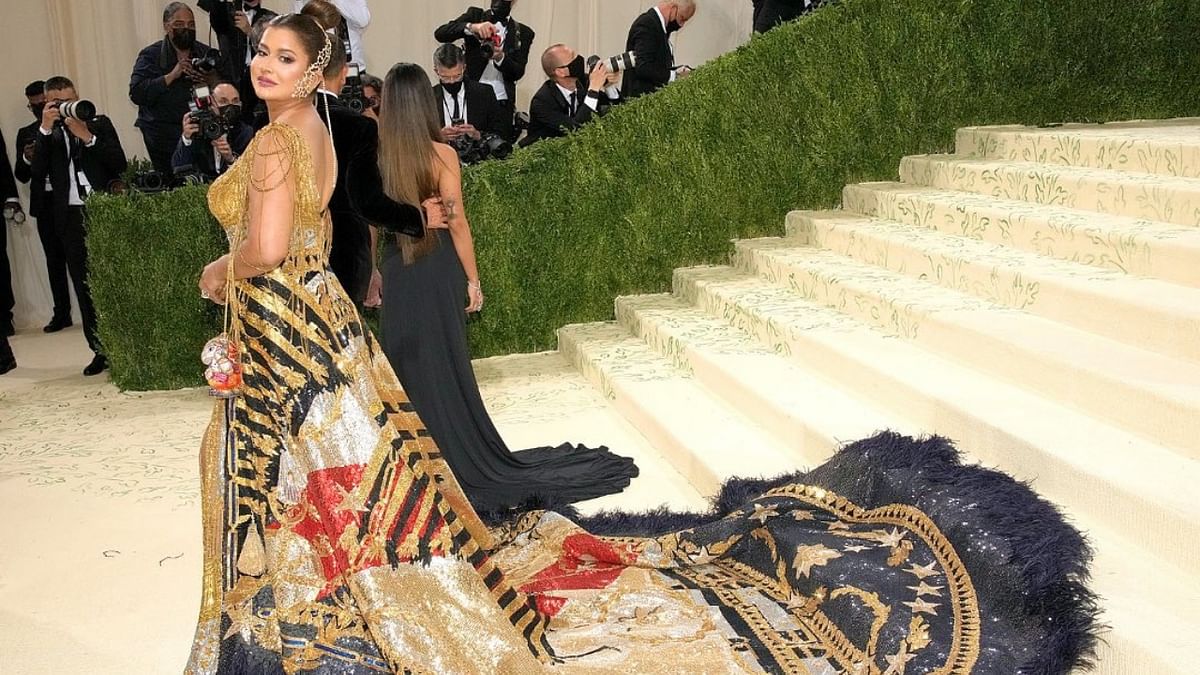 Sudha Reddy strikes a pose as she walks the red carpet at the Met Gala 2021. Credit: Instagram/sudhareddy.official
