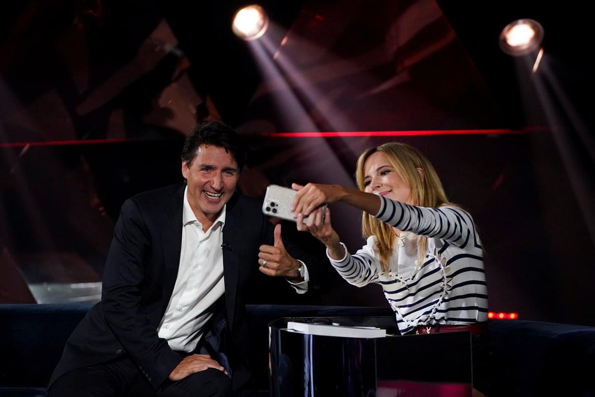 Canada's Liberal Prime Minister Justin Trudeau takes part in the TV show 'La Semaine des 4 Julie' in Varennes. Credit: Reuters Photo