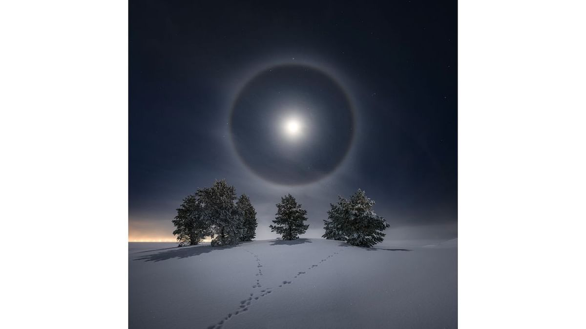 Our Moon Runner-Up: Lunar Halo. Credit: Royal Observatory Greenwich’s Astronomy Photographer of the Year 13 (2021) competition/exhibition - Goran Strand (Sweden)
