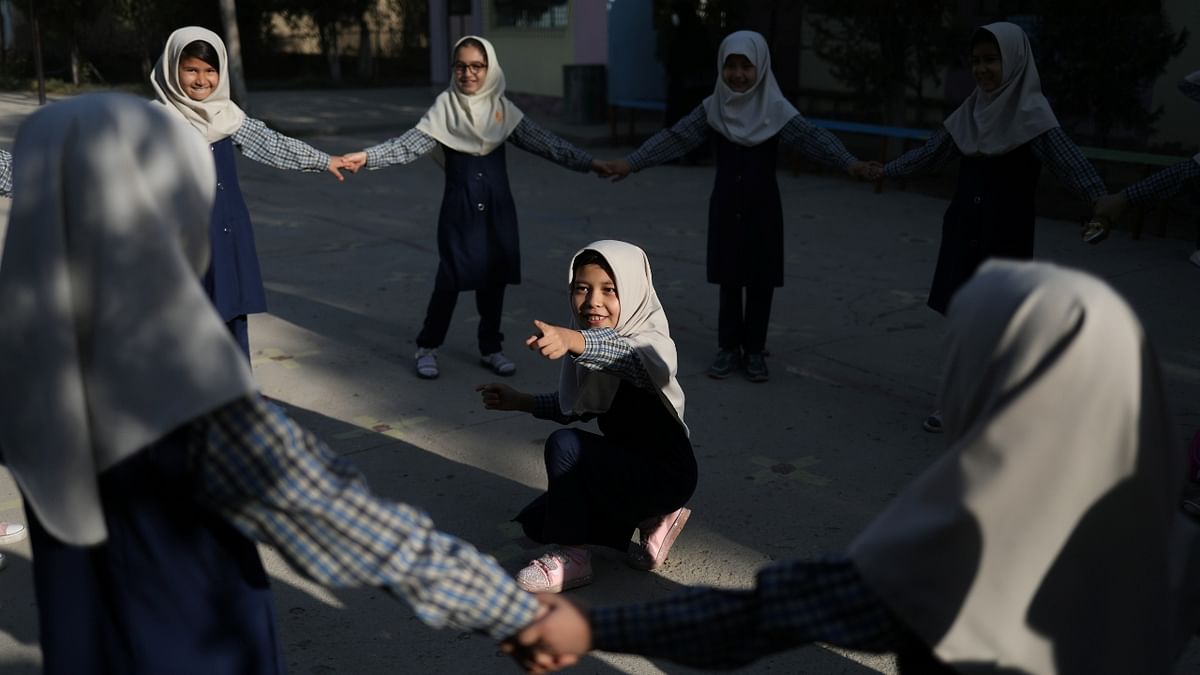 Afghan girls play in a school in Kabul. Credit: WANA (West Asia News Agency) via Reuters Photo