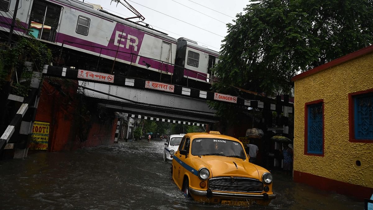 Kolkata recorded the highest rainfall of September in 13 years following an incessant downpour in the metropolis and its neighbouring districts, as several areas were submerged and transport services crippled. Credit: AFP Photo