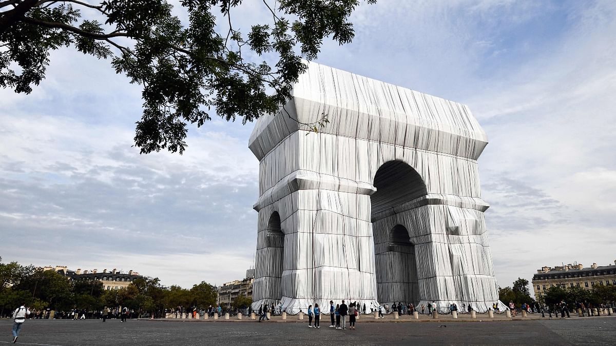 The Arc de Triomphe, like any great monument, was built to last. Christo’s conceptual art is ephemeral. Within weeks it will be dismantled. There is something liberating in this, perhaps because the fleeting nature of the work makes possession impossible. The work is immense, yet insubstantial. The fabric seems to express something nomadic, in keeping with Christo’s own peripatetic life. Credit: AFP Photo
