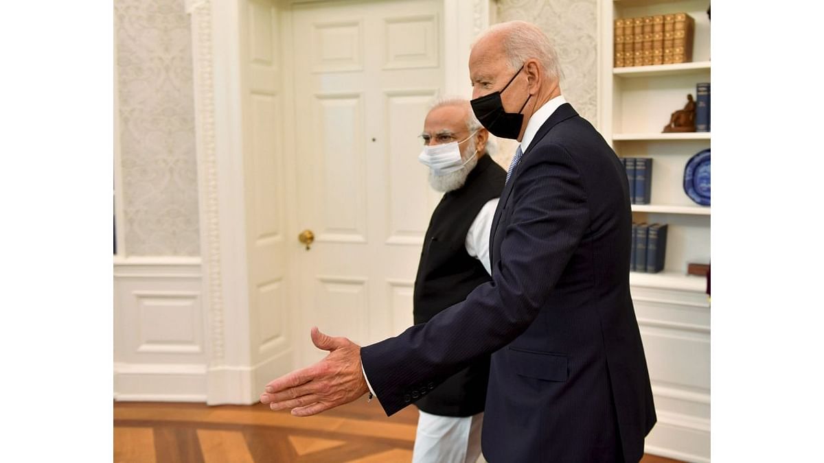 While the two leaders have met earlier when Biden was the Vice President of the country, this is for the first time that Biden is meeting Modi after he became the 46th President of the US in January. Credit: PTI Photo
