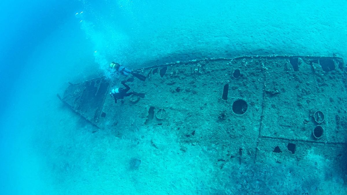 Wreckage of a battleship that sunk in the World War I Gallipoli Campaign is pictured under the water off the coast of Canakkale, Turkey. Credit: Reuters Photo
