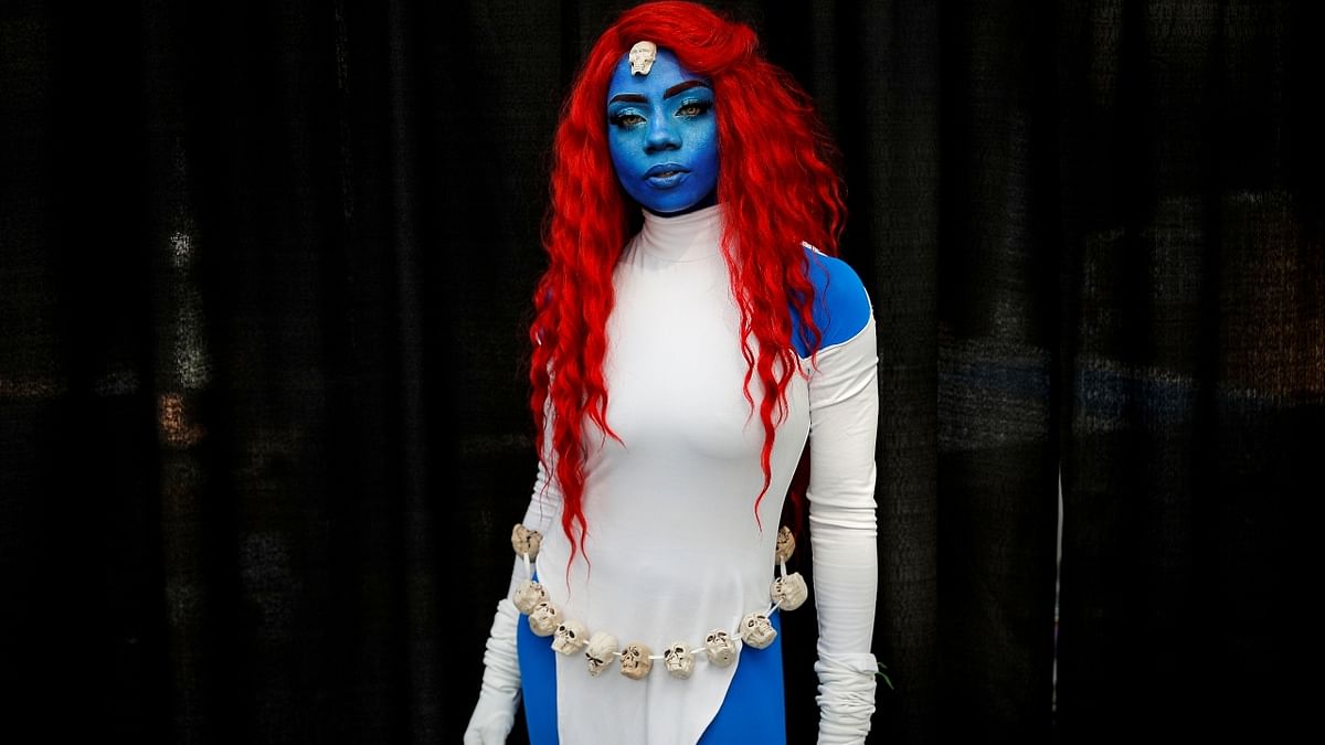 A woman in costume poses for a photograph at the 2021 New York Comic Con at the Jacob Javits Convention Center in Manhattan in New York. Credit: Reuters Photo