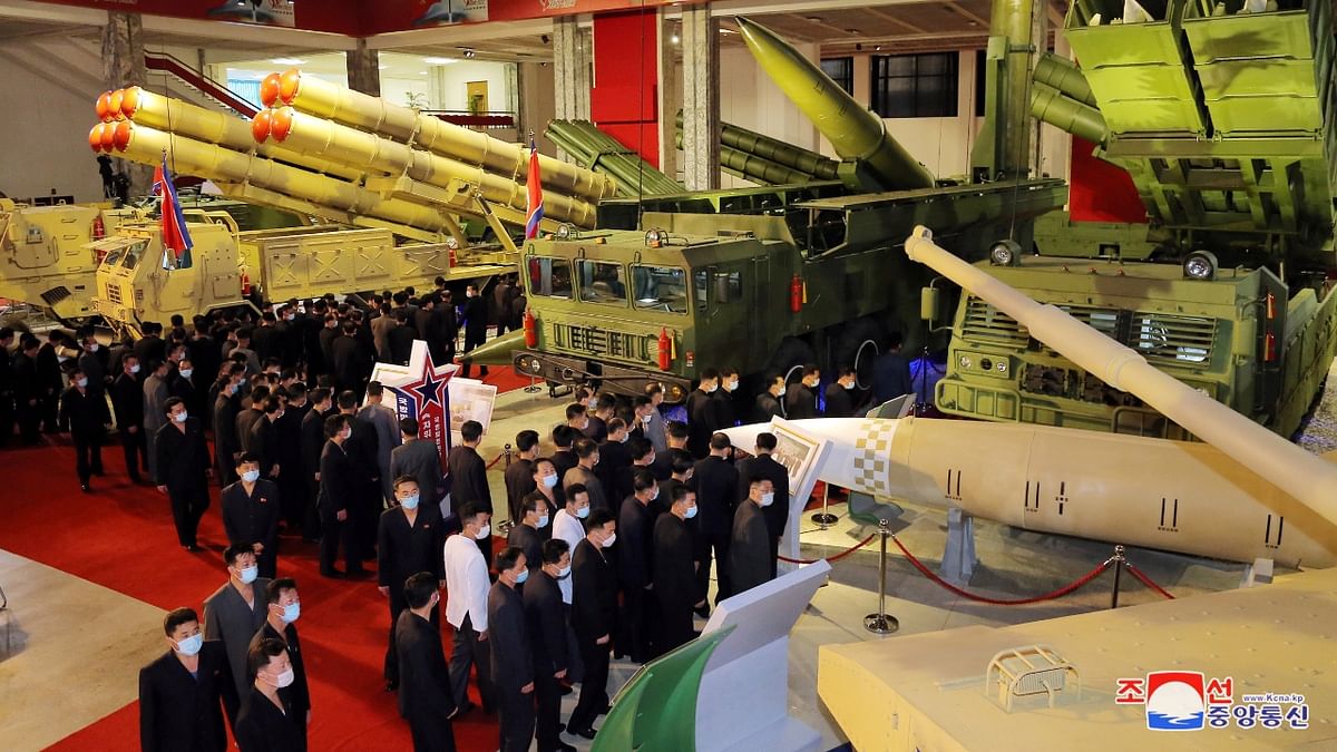 People attend the Defence Development Exhibition