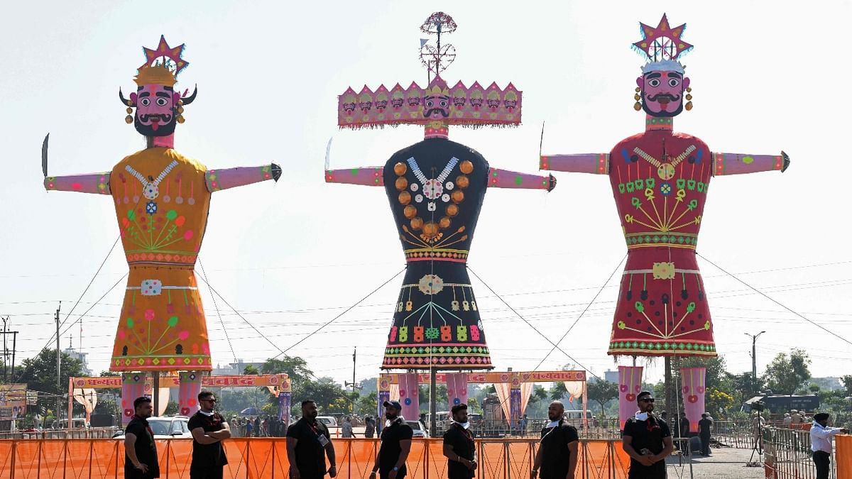 On Dusshera, people burn effigies of Ravana. And, it is believed that the burning of Ravana effigy signifies the killing of all evils of the soul. Along with Ravana, people also burn the effigies of Kumbhkarna and Meghanad as they took his side. Credit: AFP Photo