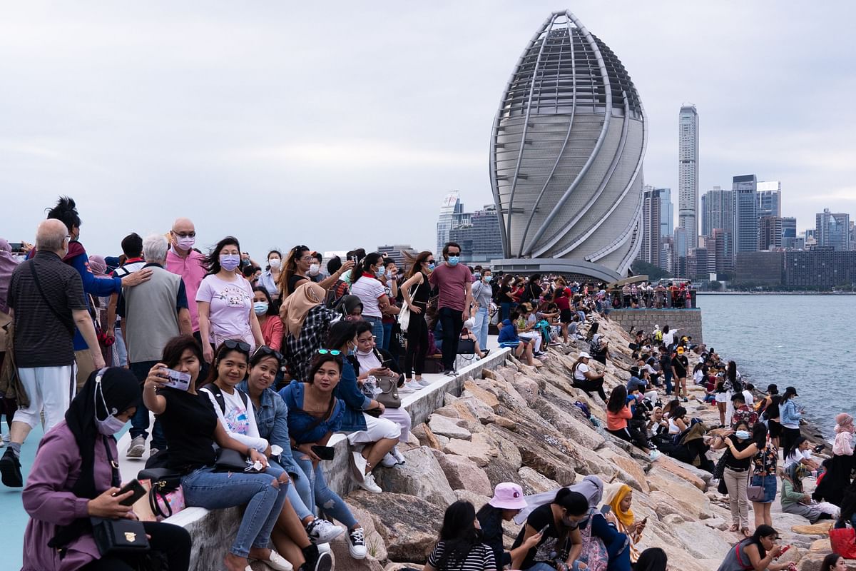 People gather at the newly opened East Coast Park Precinct in Hong Kong. Credit: AFP Photo