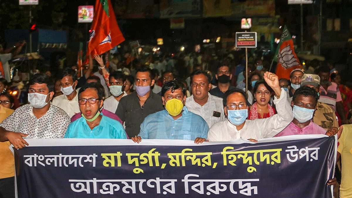 Members of Hindu Jagran Manch carried out a candle light rally in Kolkata. Credit: PTI Photo