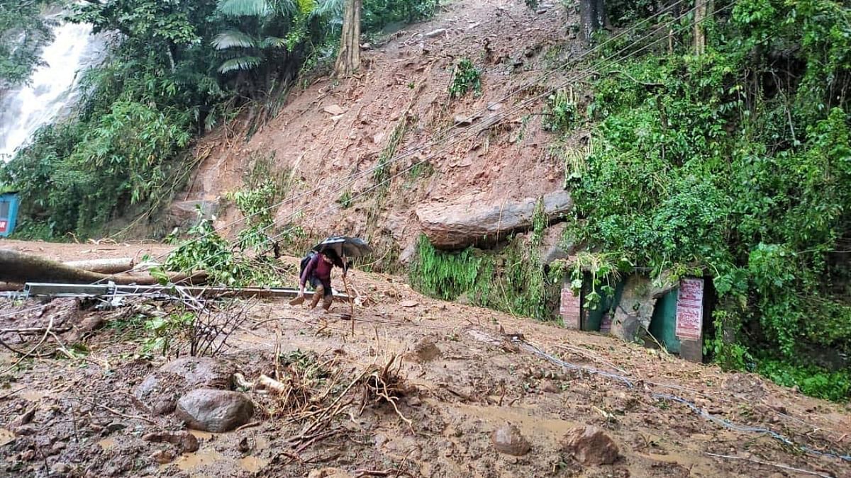 Landslide following heavy rains in Idukki, Kerala. Credit: PTI Photo
