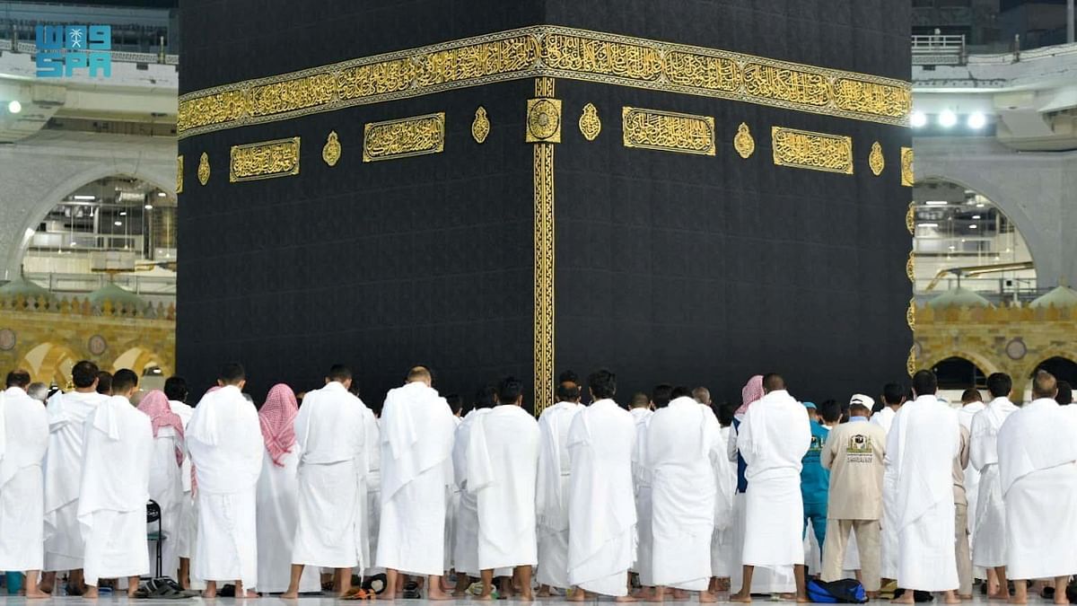 Pictures and footage showed people praying side by side, making straight rows of worshippers that are formations revered in performing Muslim prayers, for the first time since the Covid-19 pandemic took hold last year. Credit: Saudi Press Agency/Handout via Reuters
