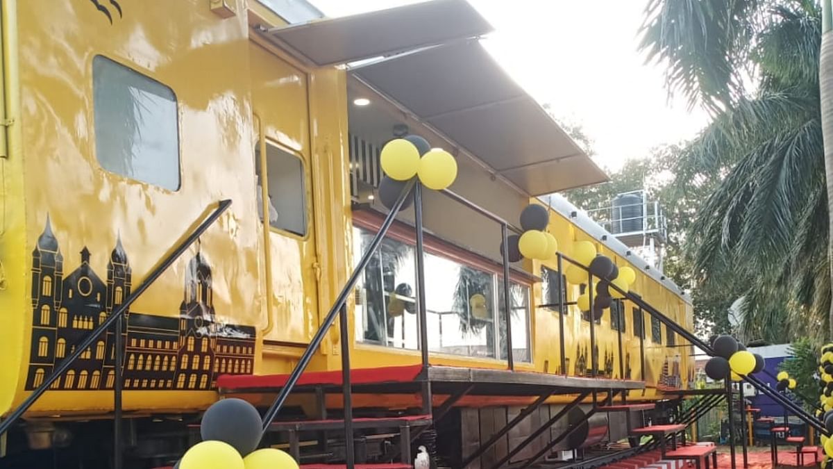 This restaurant has been made using a discarded rail coach which will become a landmark eating house in this area. Credit: Twitter/@grpmumbai