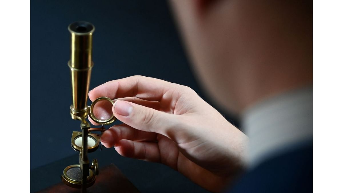 A microscope Charles Darwin gave his son Leonard and which has remained in the family for nearly 200 years is headed for auction in December and is expected to fetch up to $480,000. Credit: Reuters Photo