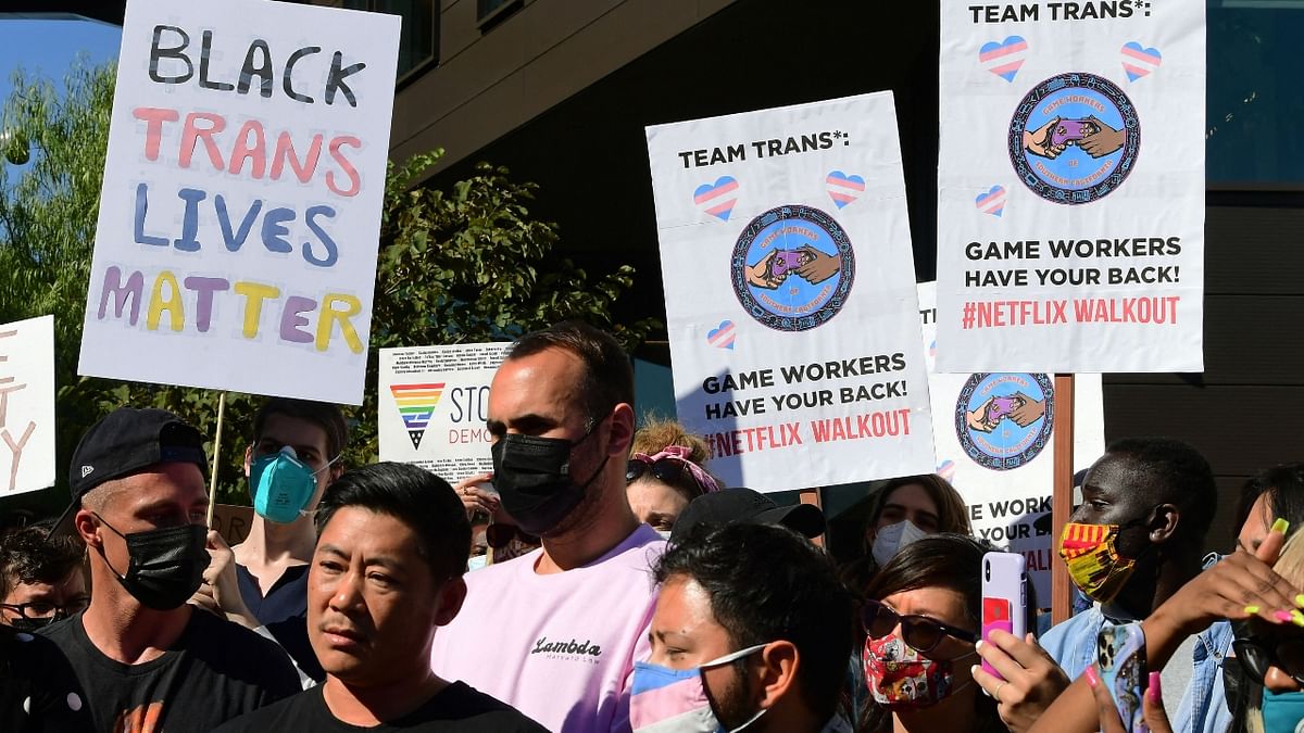 The protest put the entertainment company directly at the centre of broader cultural debates about transphobia, free speech and employee activism. Credit: AFP Photo