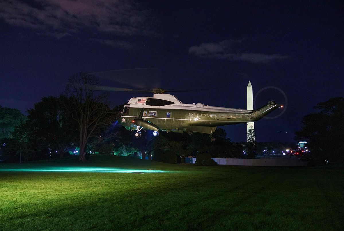 Marine One, carrying US President Joe Biden and First Lady Jill Biden, takes off from the South Lawn of the White House in Washington, DC. Credit: AFP Photo