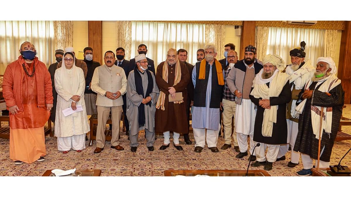Union Home Minister Amit Shah also held a meet with a delegation of Sufi Saints in Srinagar. Credit: Twitter/@AmitShah