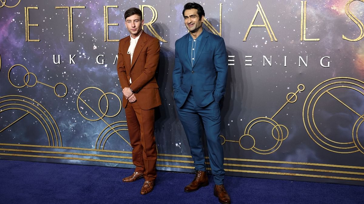Cast members Barry Keoghan and Kumail Nanjiani pose together as they walk the blue carpet. Credit: Reuters Photo