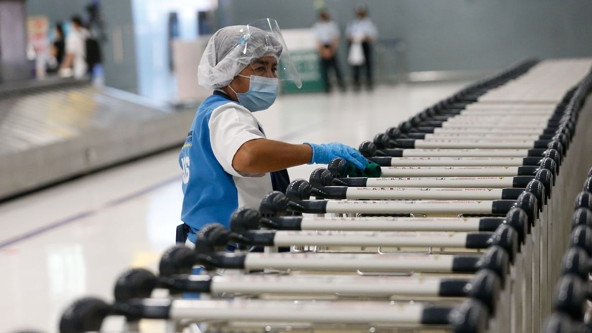 Bangkok airport conducted a drill ahead of welcoming the first group of vaccinated tourists. Credit: AFP Photo