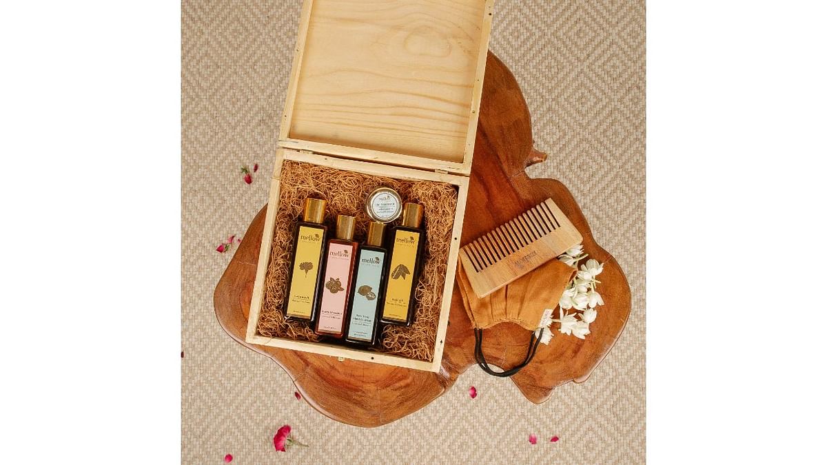 Everyday Essentials: What if you could gift the best-selling Ayurvedic products to your loved ones? Now you can. Mellow brings you a beautiful curation of their bestselling everyday essential products encased in a special handmade wooden box. This face and hair care essential box has everything you would require in your everyday routine. It is a perfect gifting idea for your loved ones who are looking to begin their journey of getting closer to nature with Ayurveda. Credit: Special Arrangement
