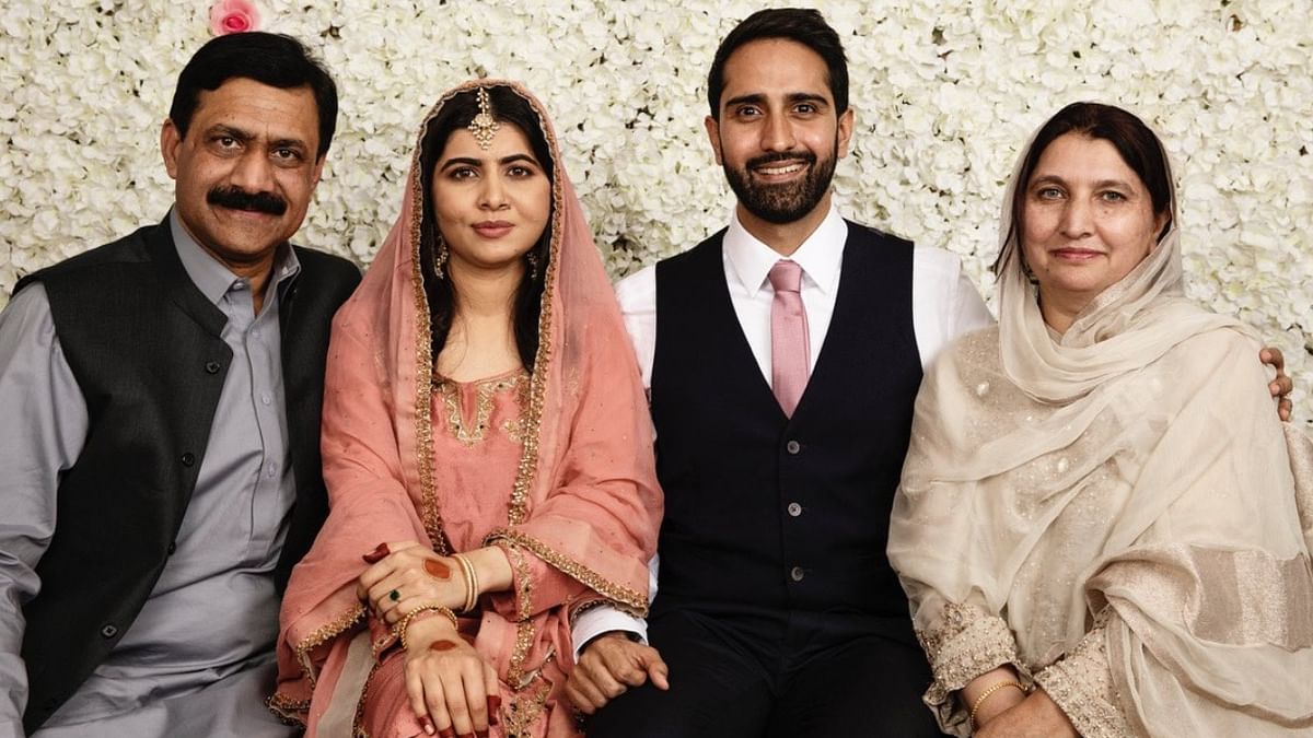 Malala had posted few pictures from nikkah ceremony along with her husband Asser Malik and family members. Credit: Twitter/@Malala