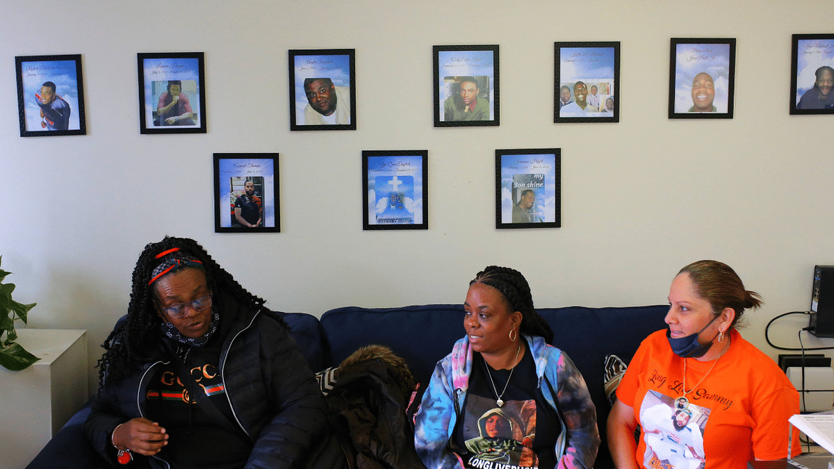 The families of victims of gun violence gather at Where Do We Go From Here to drop of memorabilia for the Gun Violence Memorial Project in the Jamaica neighborhood of the Queens borough in New York City. Credit: AFP Photo