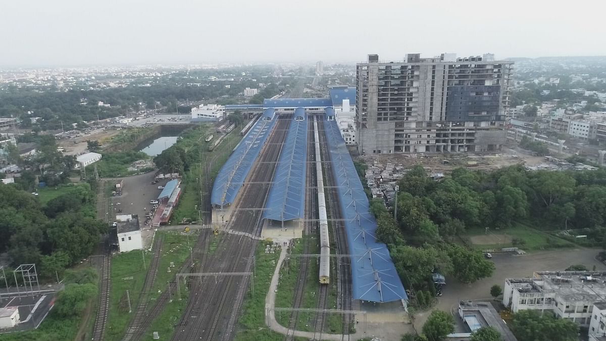 An aerial view of the railway station. Credit: PIB Photo