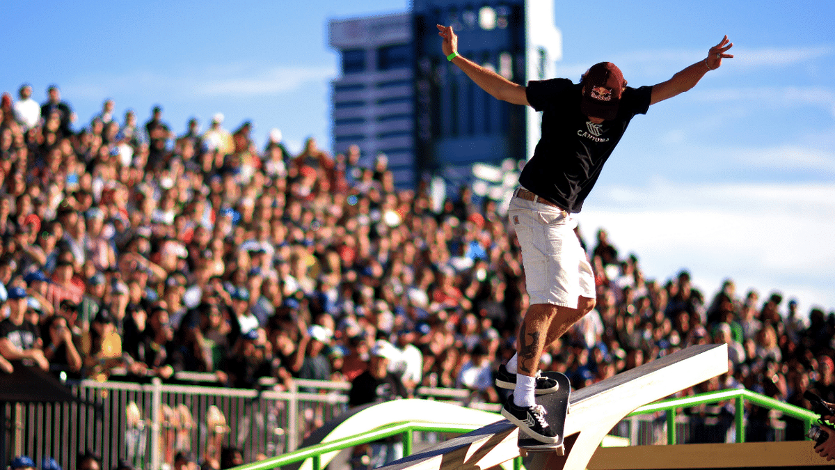 Jagger Eaton of the United States competes during the final for the SLS Super Crown World Championship. Credit: AFP Photo