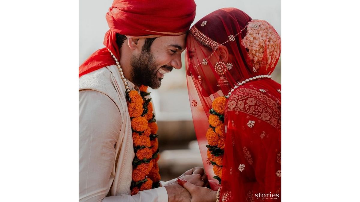 After dating each other for over a decade, the two lovebirds tied the knot at The Oberoi Sukhvilas Spa Resort in Chandigarh. Credit: Instagram/patralekhaa