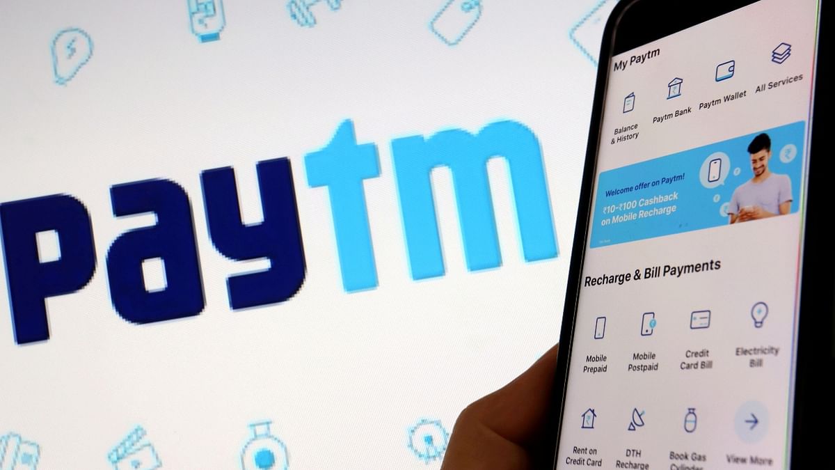 One97 Communications Ltd: The shares of the Paytm parent company tumbled over 27 per cent from the issue price of Rs 2,150 on its first day on the market. Credit: Reuters Photo